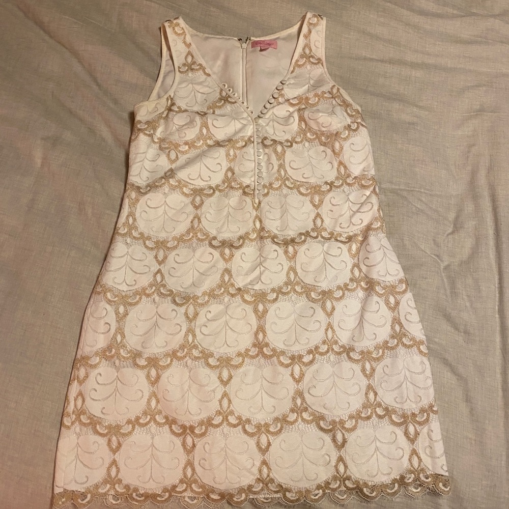 Lilly Pulitzer Gold and White Dress